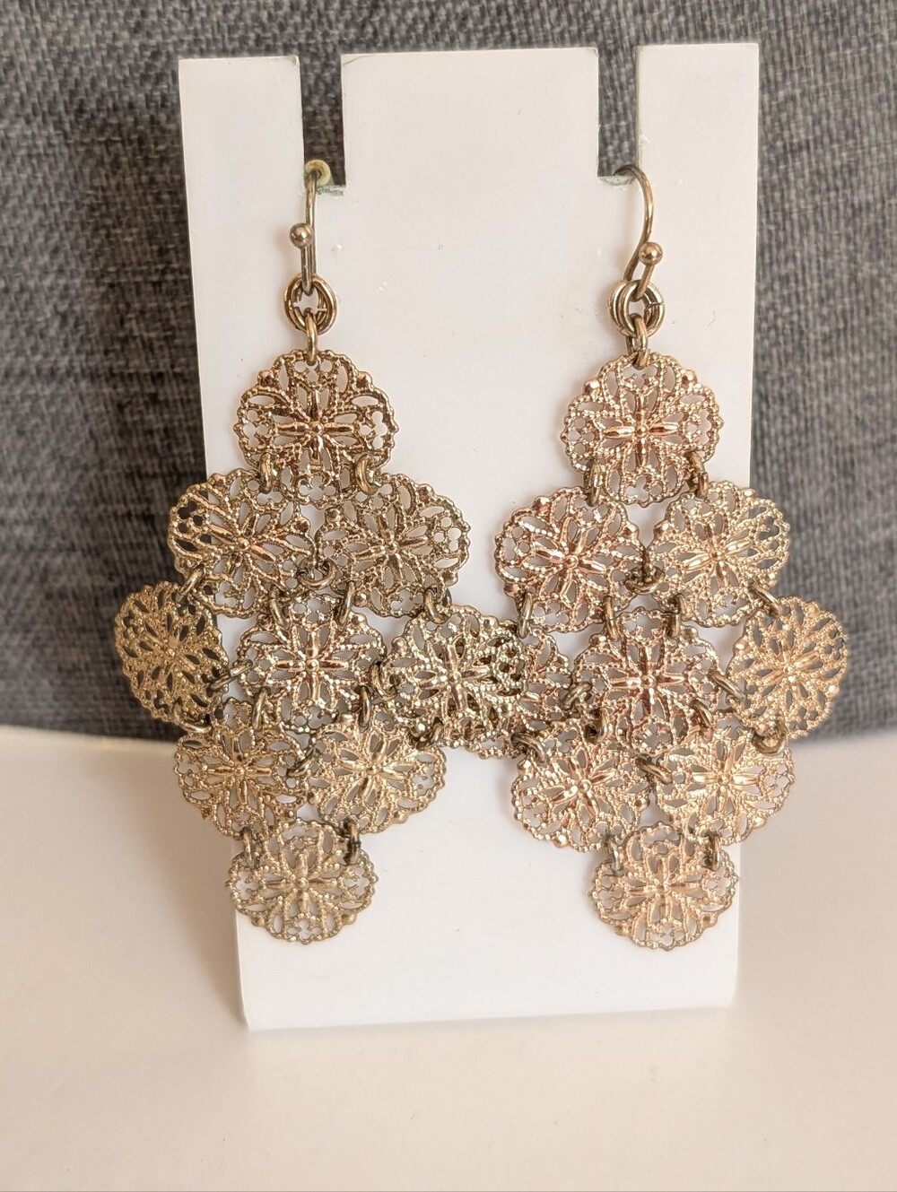 Vintage Resortwear Gold Tone Filigree Bohemian Style Long Dangle Earrings